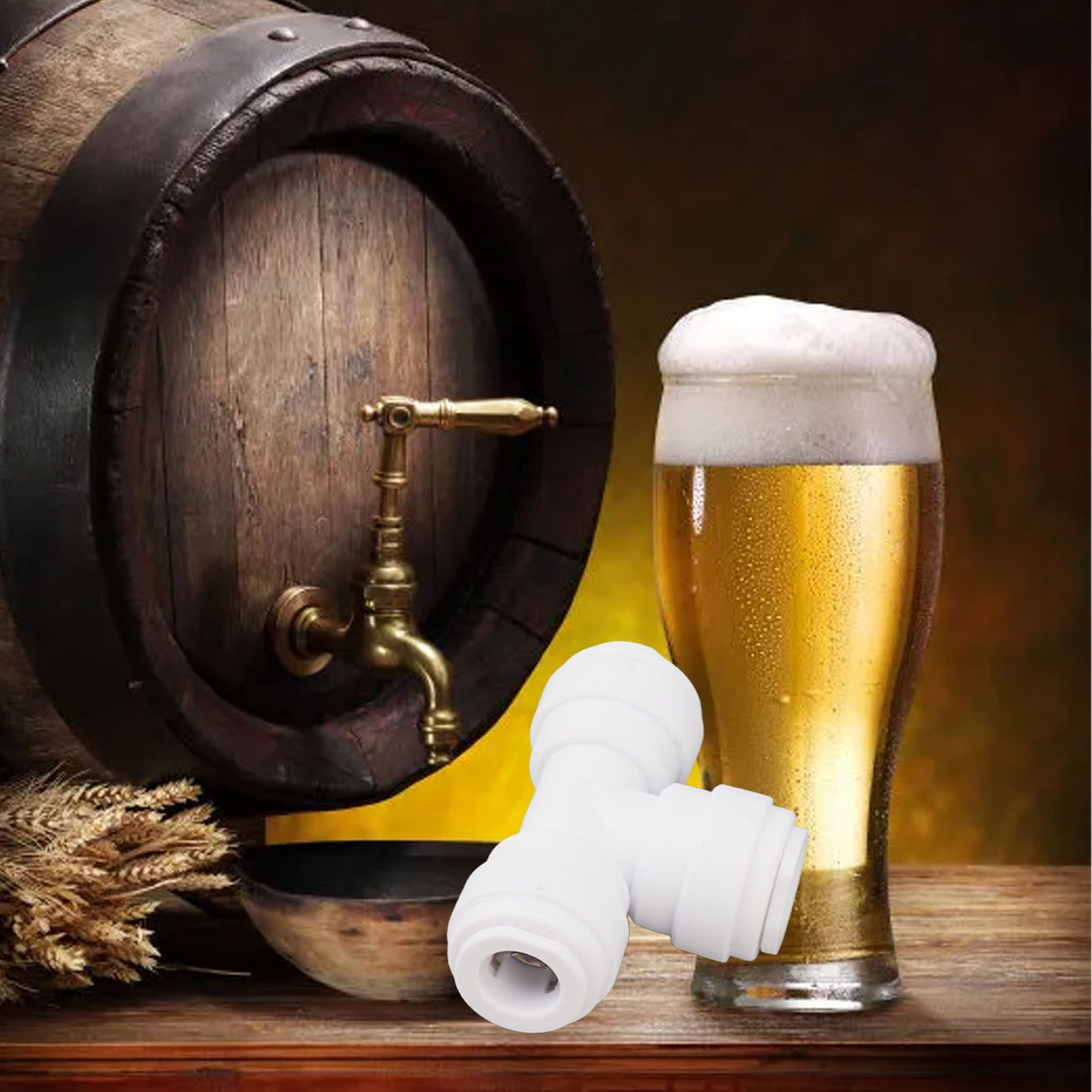10PCS Push to Connect Fittings 8mm 5/16 Tee Coupling Quick Connector Plastic Tight Sealing Tube Fittings Home Beer Brewing Parts