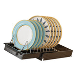 Pull Out Cabinet Organizer Stainless Steel Multifunctional Slide Out Shelves for Plates Kitchen Cupboard Black - Side View