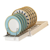Pull Out Cabinet Organizer Stainless Steel Multifunctional Slide Out Shelves for Plates Kitchen Cupboard White - Front View