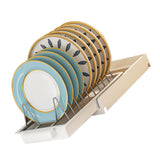 Pull Out Cabinet Organizer Stainless Steel Multifunctional Slide Out Shelves for Plates Kitchen Cupboard White - Side View