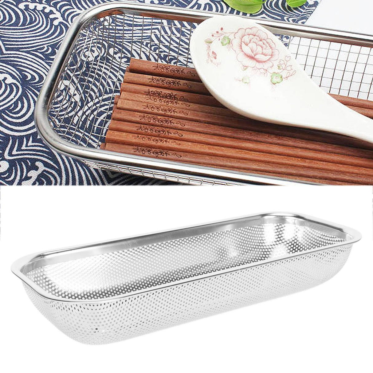 Stainless Steel Utensil Drying Rack Multifunctional Cutlery Drain Basket for Chopsticks Knives Spoons Hole Type