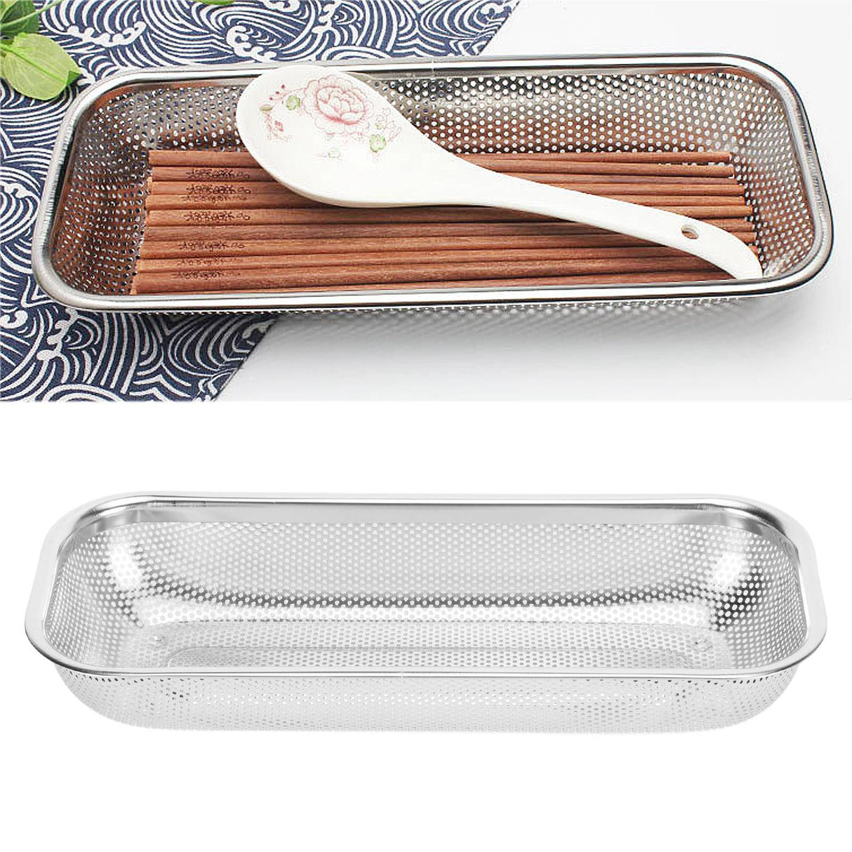 Stainless Steel Utensil Drying Rack Multifunctional Cutlery Drain Basket for Chopsticks Knives Spoons Hole Type
