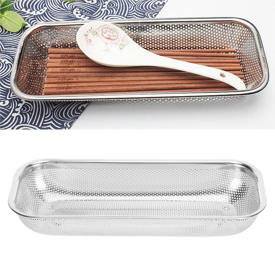 Stainless Steel Utensil Drying Rack Multifunctional Cutlery Drain Basket for Chopsticks Knives Spoons Hole Type