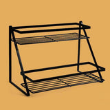 Kitchen Countertop Storage Rack Space Saving Multifunctional 2 Tiers Spice Toiletries Makeup Counter Standing Shelf Black