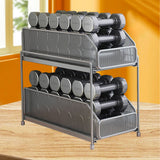 Pull Out Cabinet Organizer 2 Tier Carbon Steel Mesh Large Capacity Easy Maintenance Sliding Basket Drawer Silver - Side View