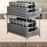 Pull Out Cabinet Organizer 2 Tier Carbon Steel Mesh Large Capacity Easy Maintenance Sliding Basket Drawer Silver - Top-Down View