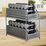 Pull Out Cabinet Organizer 2 Tier Carbon Steel Mesh Large Capacity Easy Maintenance Sliding Basket Drawer Silver