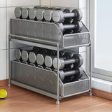 Pull Out Cabinet Organizer 2 Tier Carbon Steel Mesh Large Capacity Easy Maintenance Sliding Basket Drawer Silver