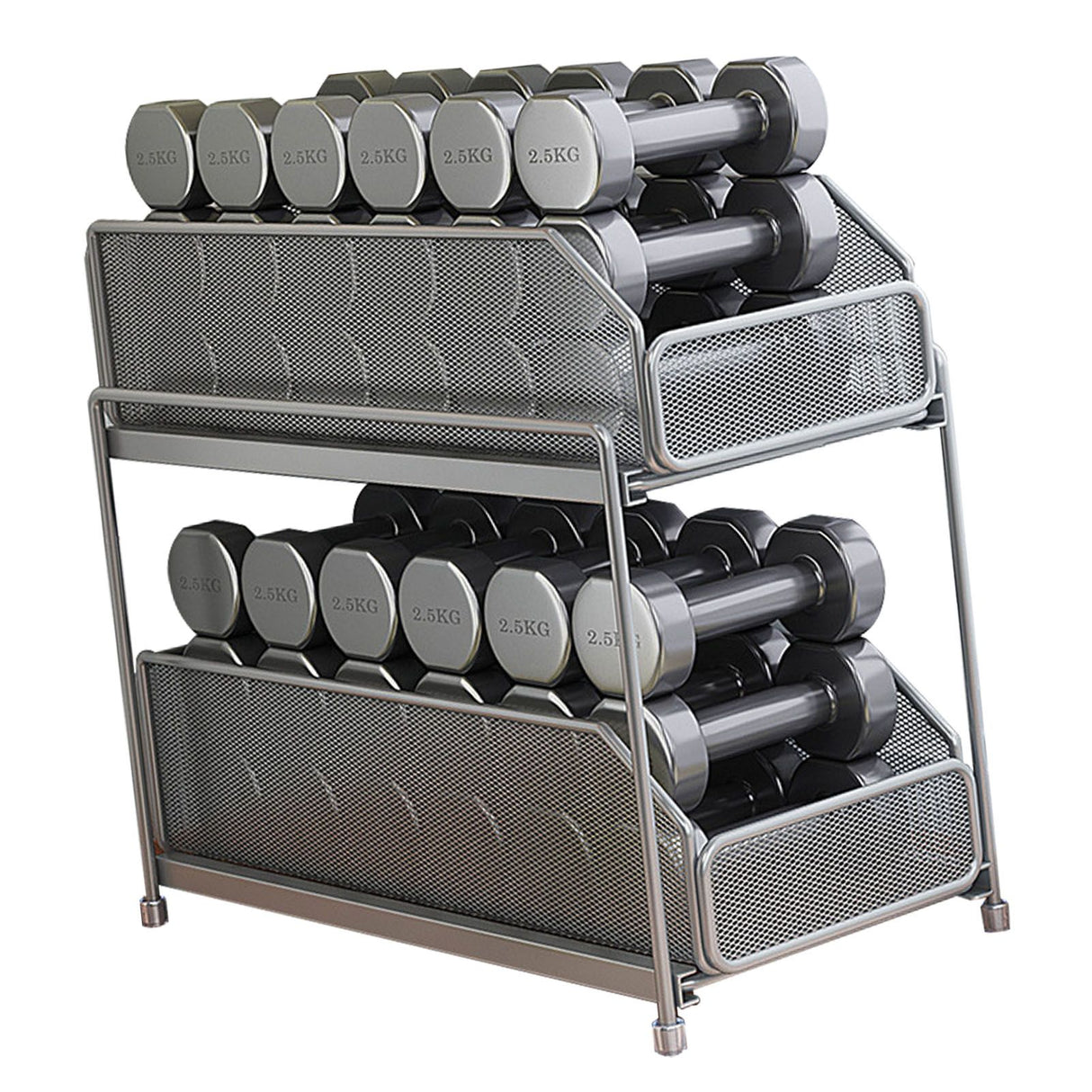Pull Out Cabinet Organizer 2 Tier Carbon Steel Mesh Large Capacity Easy Maintenance Sliding Basket Drawer Silver