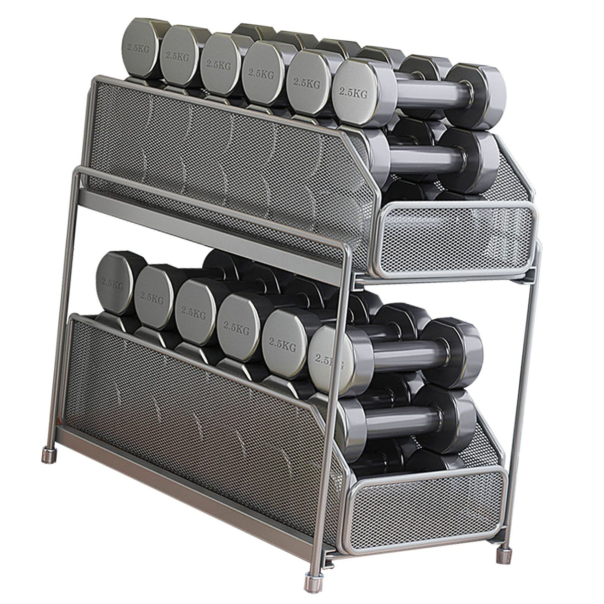 Pull Out Cabinet Organizer 2 Tier Carbon Steel Mesh Large Capacity Easy Maintenance Sliding Basket Drawer Silver