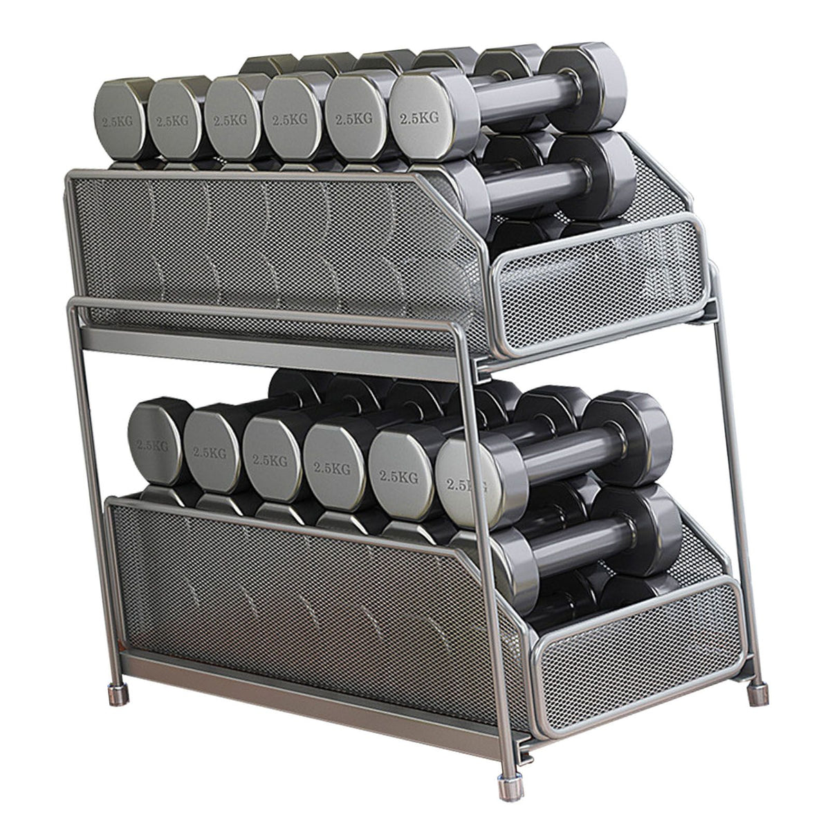 Pull Out Cabinet Organizer 2 Tier Carbon Steel Mesh Large Capacity Easy Maintenance Sliding Basket Drawer Silver