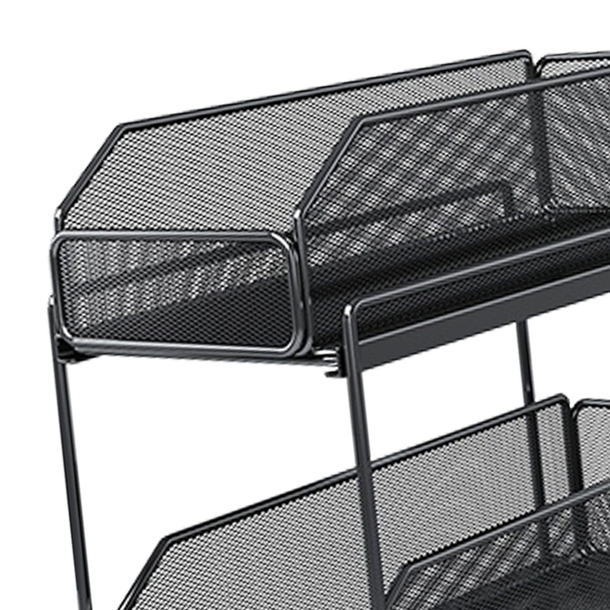 Pull Out Cabinet Organizer 2 Tier Carbon Steel Mesh Large Capacity Easy Maintenance Sliding Basket Drawer Black