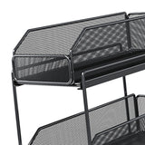Pull Out Cabinet Organizer 2 Tier Carbon Steel Mesh Large Capacity Easy Maintenance Sliding Basket Drawer Black