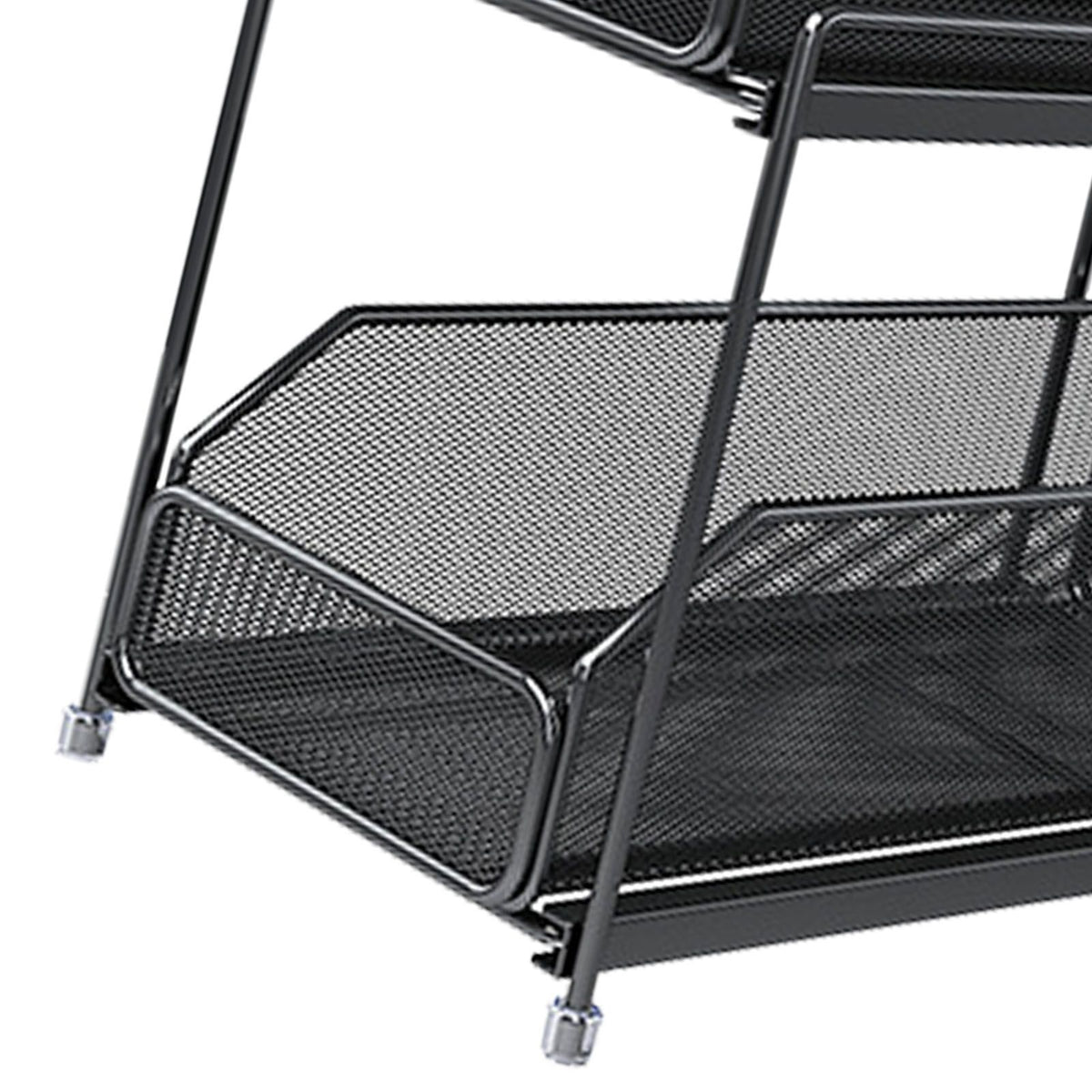 Pull Out Cabinet Organizer 2 Tier Carbon Steel Mesh Large Capacity Easy Maintenance Sliding Basket Drawer Black