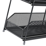 Pull Out Cabinet Organizer 2 Tier Carbon Steel Mesh Large Capacity Easy Maintenance Sliding Basket Drawer Black