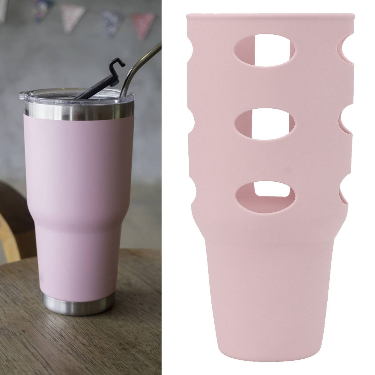 Silicone Boot for 40oz Insulated Cup Anti Slip Wear Proof Cup Protective Sleeve Cover for Home Travel Light Pink