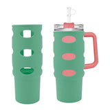 Cup Protector Sleeve Slip Resistant All Wrapped Detachable Silicone Water Cup Boot for 30oz Cups Green