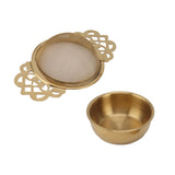 Stainless Steel Tea Strainers with Drip Bowl Double Handles Reusable Fine Mesh Tea Filters for Loose Leaf Herbal Kitchen Gold - Low Angle