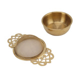 Stainless Steel Tea Strainers with Drip Bowl Double Handles Reusable Fine Mesh Tea Filters for Loose Leaf Herbal Kitchen Gold - Extra Image