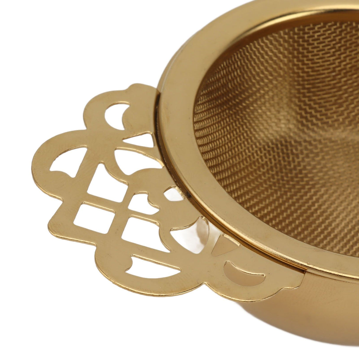 Stainless Steel Tea Strainers with Drip Bowl Double Handles Reusable Fine Mesh Tea Filters for Loose Leaf Herbal Kitchen Gold
