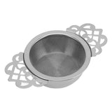 Stainless Steel Tea Strainers with Drip Bowl Double Handles Reusable Fine Mesh Tea Filters for Loose Leaf Herbal Kitchen Silver - Side View