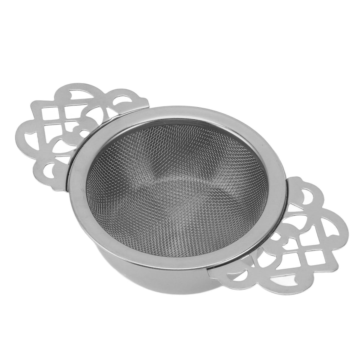 Stainless Steel Tea Strainers with Drip Bowl Double Handles Reusable Fine Mesh Tea Filters for Loose Leaf Herbal Kitchen Silver