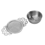 Stainless Steel Tea Strainers with Drip Bowl Double Handles Reusable Fine Mesh Tea Filters for Loose Leaf Herbal Kitchen Silver