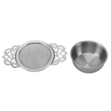 Stainless Steel Tea Strainers with Drip Bowl Double Handles Reusable Fine Mesh Tea Filters for Loose Leaf Herbal Kitchen Silver - Extra Image