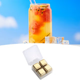 Metal Ice Cubes Stainless Steel Reusable Quick Chilling Clean Whiskey Stone with Ice Tong for Drink Beverage Golden