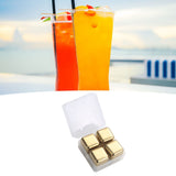 Metal Ice Cubes Stainless Steel Reusable Quick Chilling Clean Whiskey Stone with Ice Tong for Drink Beverage Golden