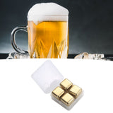 Metal Ice Cubes Stainless Steel Reusable Quick Chilling Clean Whiskey Stone with Ice Tong for Drink Beverage Golden