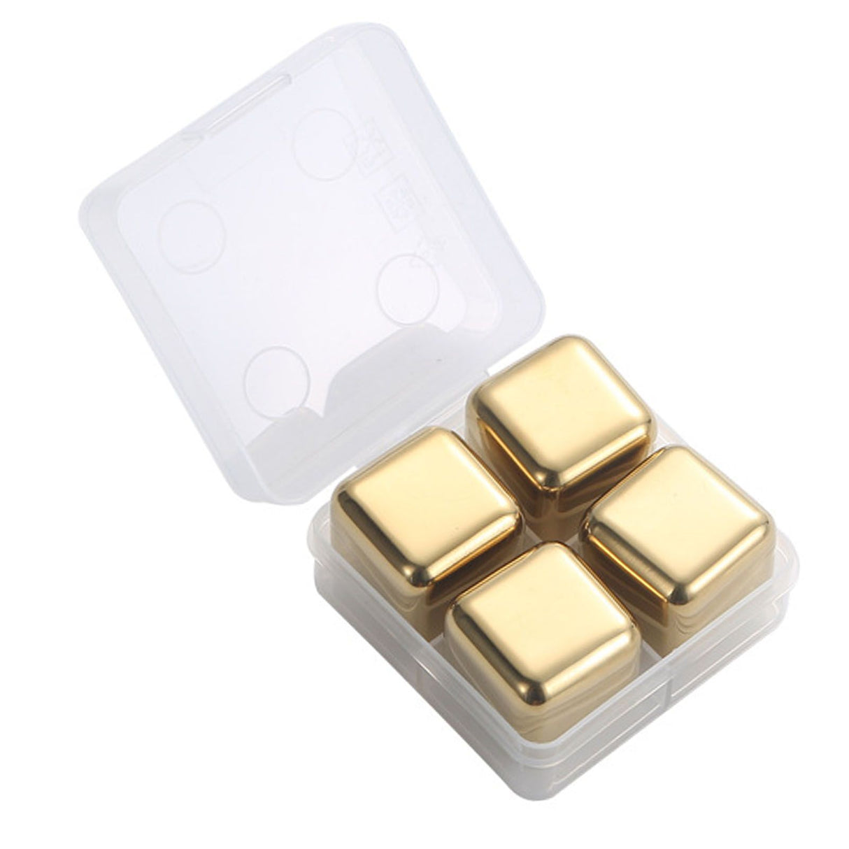 Metal Ice Cubes Stainless Steel Reusable Quick Chilling Clean Whiskey Stone with Ice Tong for Drink Beverage Golden