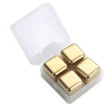 Metal Ice Cubes Stainless Steel Reusable Quick Chilling Clean Whiskey Stone with Ice Tong for Drink Beverage Golden