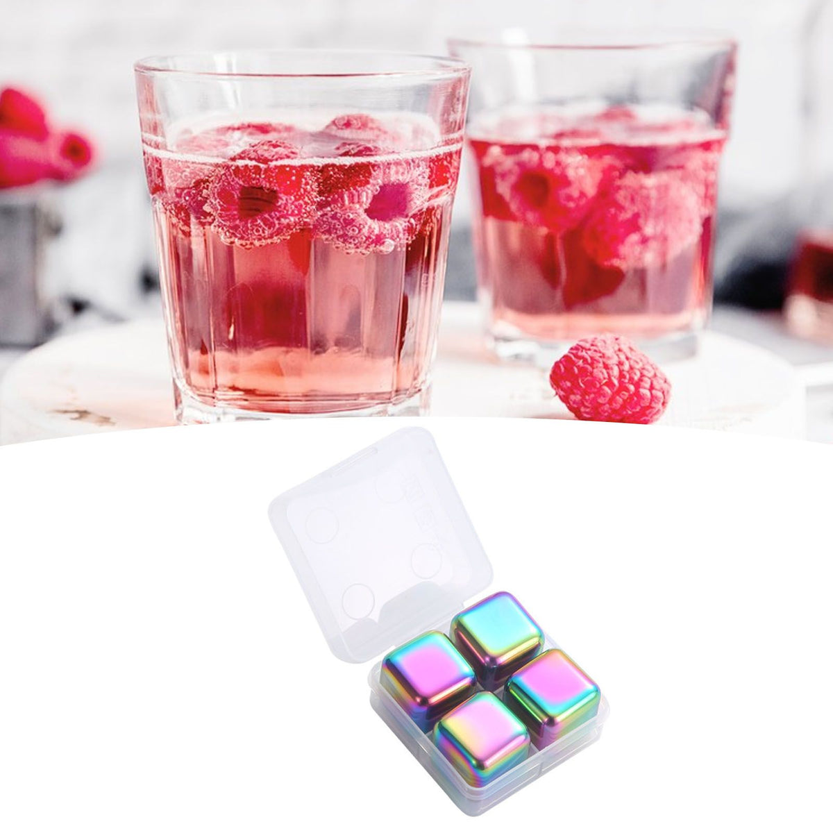 Metal Ice Cubes Stainless Steel Reusable Quick Chilling Clean Whiskey Stone with Ice Tong for Drink Beverage Colorful