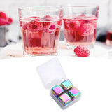 Metal Ice Cubes Stainless Steel Reusable Quick Chilling Clean Whiskey Stone with Ice Tong for Drink Beverage Colorful - Side View