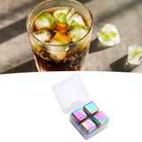 Metal Ice Cubes Stainless Steel Reusable Quick Chilling Clean Whiskey Stone with Ice Tong for Drink Beverage Colorful