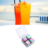 Metal Ice Cubes Stainless Steel Reusable Quick Chilling Clean Whiskey Stone with Ice Tong for Drink Beverage Colorful - Rear View