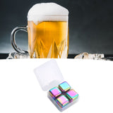 Metal Ice Cubes Stainless Steel Reusable Quick Chilling Clean Whiskey Stone with Ice Tong for Drink Beverage Colorful