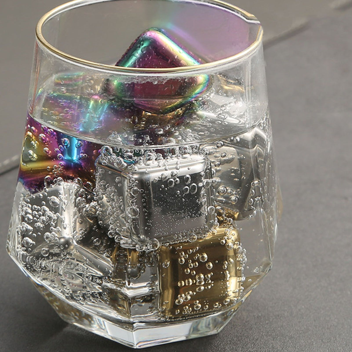 Metal Ice Cubes Stainless Steel Reusable Quick Chilling Clean Whiskey Stone with Ice Tong for Drink Beverage Colorful