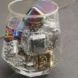 Metal Ice Cubes Stainless Steel Reusable Quick Chilling Clean Whiskey Stone with Ice Tong for Drink Beverage Colorful