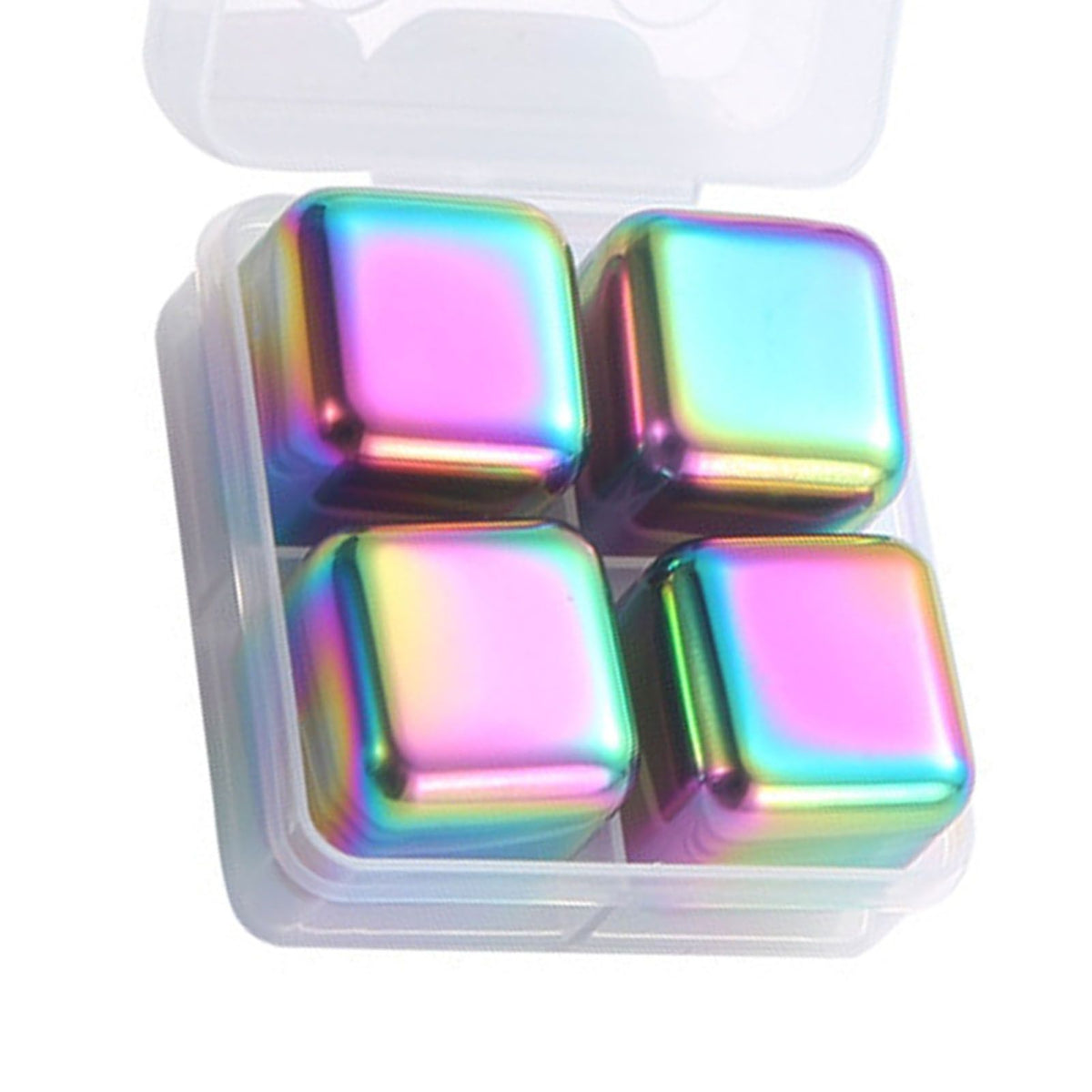 Metal Ice Cubes Stainless Steel Reusable Quick Chilling Clean Whiskey Stone with Ice Tong for Drink Beverage Colorful