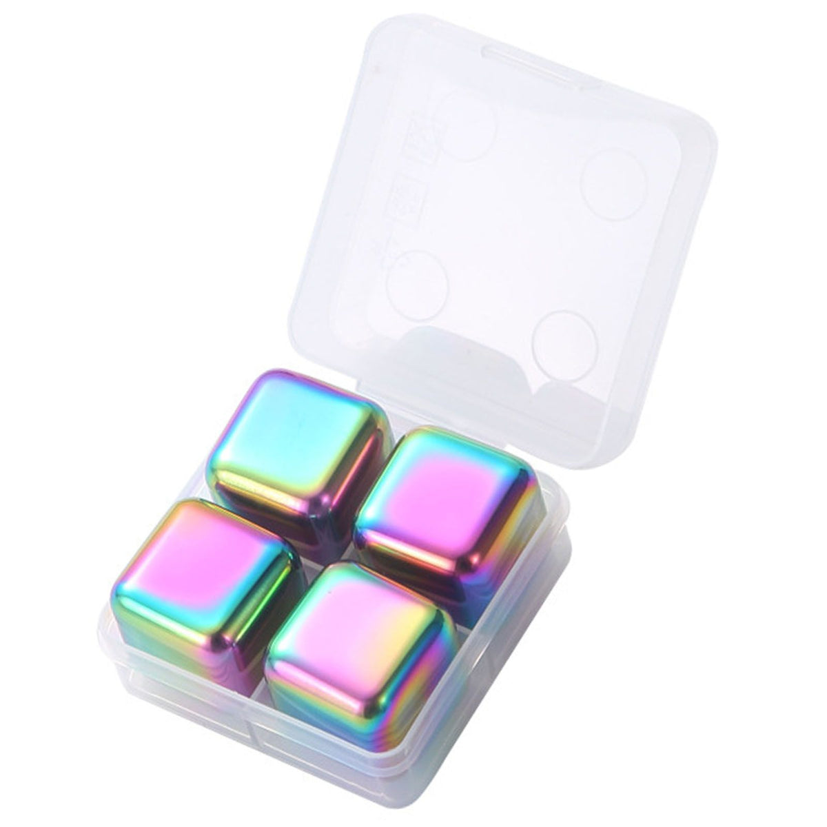 Metal Ice Cubes Stainless Steel Reusable Quick Chilling Clean Whiskey Stone with Ice Tong for Drink Beverage Colorful