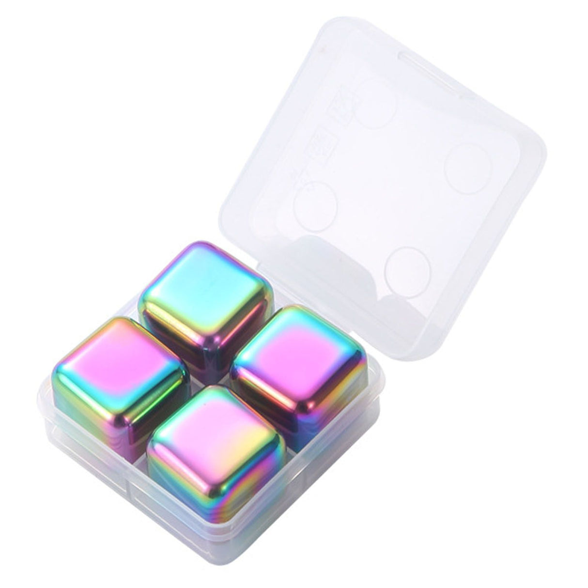 Metal Ice Cubes Stainless Steel Reusable Quick Chilling Clean Whiskey Stone with Ice Tong for Drink Beverage Colorful