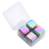 Metal Ice Cubes Stainless Steel Reusable Quick Chilling Clean Whiskey Stone with Ice Tong for Drink Beverage Colorful