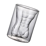 Body Shape Glass Cup Double Layer Beer Whisky Drinking Shot Glass for Party Gathering Bar Man Body Shaped - Side View