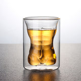 Body Shape Glass Cup Double Layer Beer Whisky Drinking Shot Glass for Party Gathering Bar Man Body Shaped - 45-Degree Angle