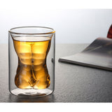 Body Shape Glass Cup Double Layer Beer Whisky Drinking Shot Glass for Party Gathering Bar Man Body Shaped - Rear View