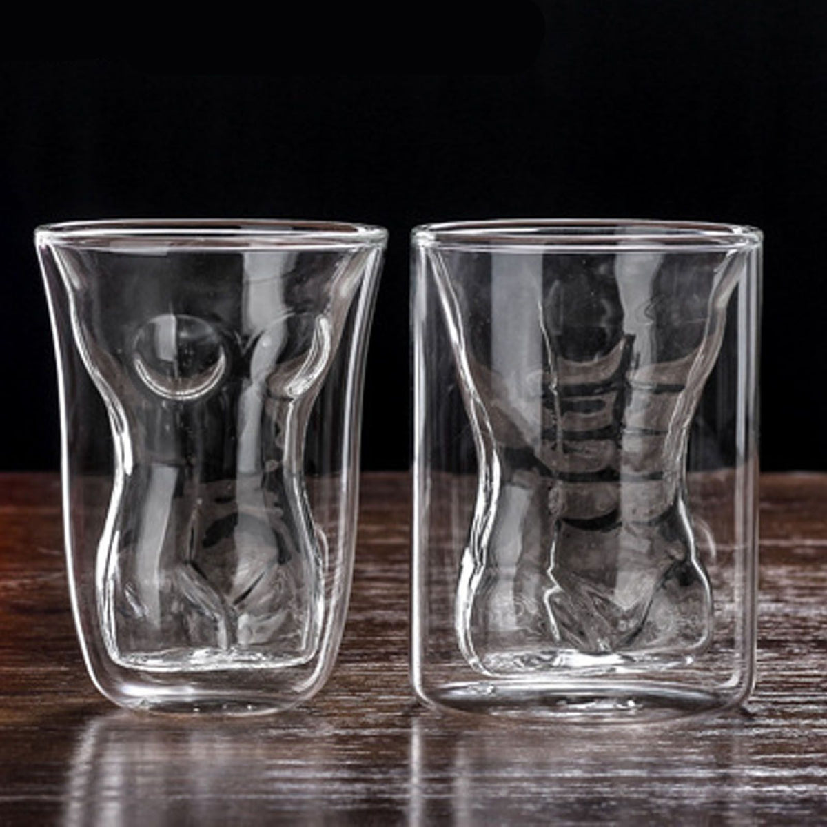 Body Shape Glass Cup Double Layer Beer Whisky Drinking Shot Glass for Party Gathering Bar Man Body Shaped