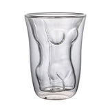 Body Shape Glass Cup Double Layer Beer Whisky Drinking Shot Glass for Party Gathering Bar Woman Body Shaped - Front View