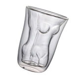 Body Shape Glass Cup Double Layer Beer Whisky Drinking Shot Glass for Party Gathering Bar Woman Body Shaped